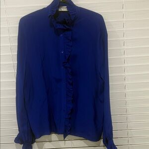 Zara Royal Blue Ruffled Blouse